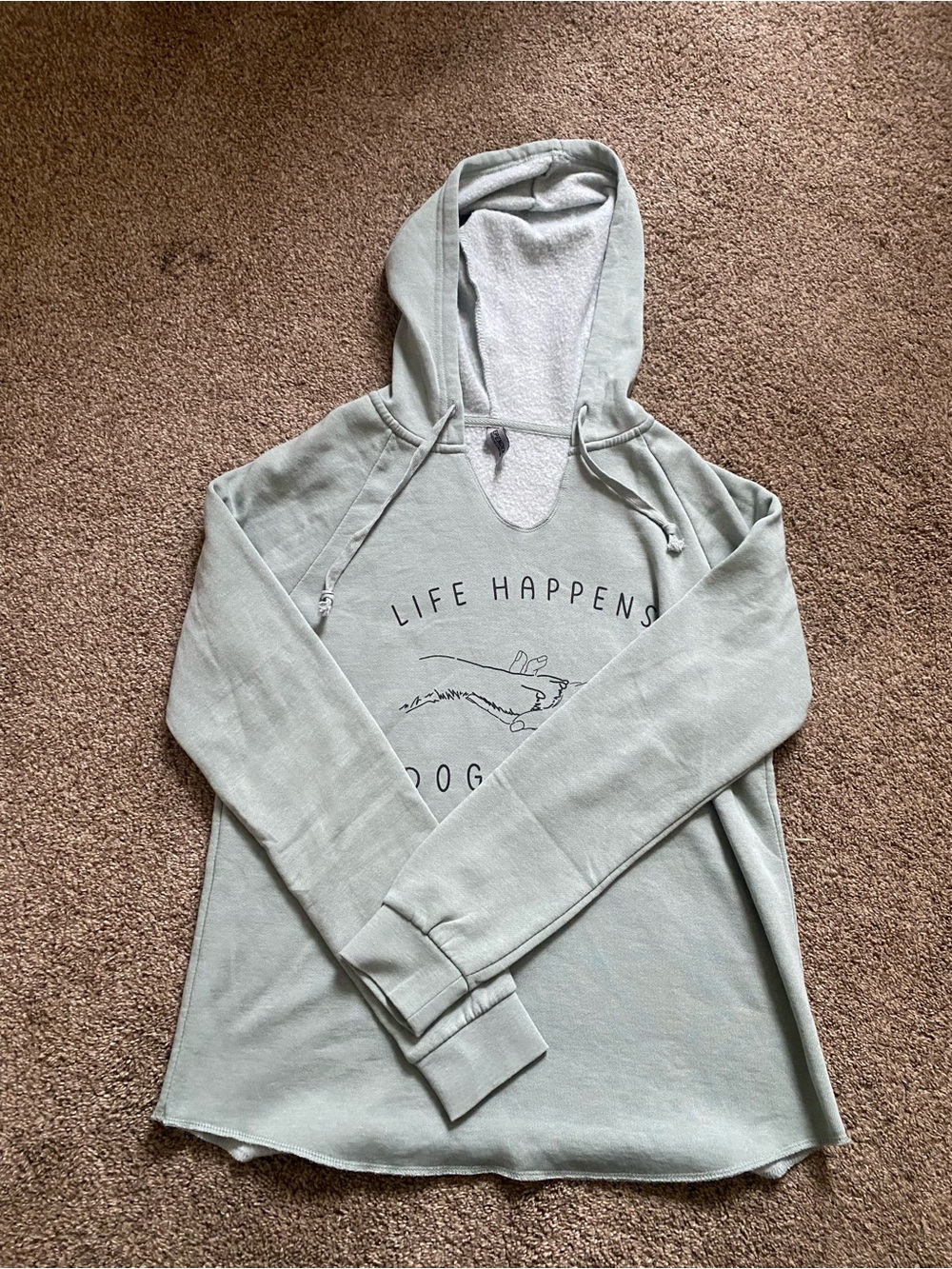 Life Happens Dogs Help Hooded Pullover Sweatshirt - Sage Green - Picture 2 of 4
